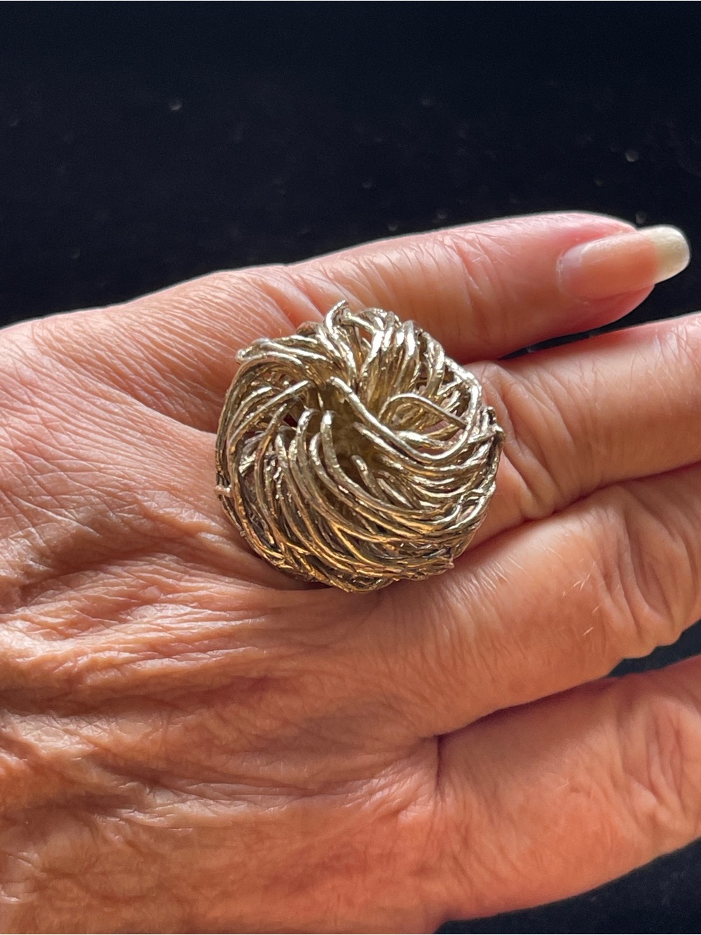 Vintage Flora Danica Denmark Gold-washed MCM Tumbleweed Nest-Style Ring